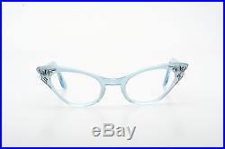 Vintage 1950s pointy cateye eyeglasses by Selecta Colette velvet blue deco 44-22