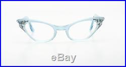 Vintage 1950s pointy cateye eyeglasses by Selecta Colette velvet blue deco 44-22