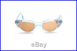 Vintage 1950s pointy catyeye sunglasses in blue w Strass by Selecta 42-22mm SG1