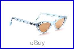 Vintage 1950s pointy catyeye sunglasses in blue w Strass by Selecta 42-22mm SG1
