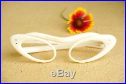Vintage 1960's cateye eyeglasses New Old stock White cream toned made in france