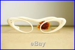 Vintage 1960's cateye eyeglasses New Old stock White cream toned made in france