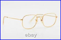 Vintage 1960s Eyevan Gold Square 12KGF Glasses Frames Made in France 48-20