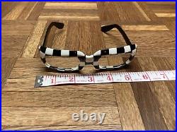 Vintage 1960s Modern Art Checkerboard Black & White French Eyeglasses Frame
