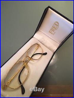 Vintage 1980s FRED Paris Eyeglasses Sunglasses Force 10 Real Gold Plated W Case