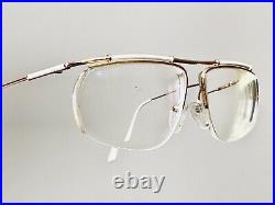 Vintage 1980s Logo Semi Rimless Designer Eyeglasses Gold & Faux White Bamboo