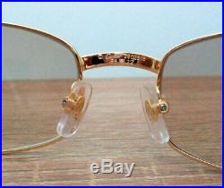 Vintage 1990's Eyeglasses Frame Gold Wood Men case & cloth Mint Flawless