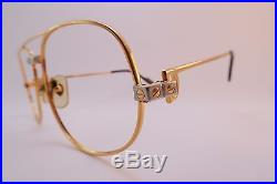 Vintage 24K gold filled eyeglasses frames Cartier Paris Santos Romance 61-18 140