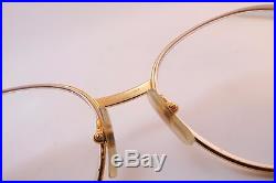 Vintage 24K gold filled eyeglasses frames Cartier Paris wooden arms ©1990 55-18