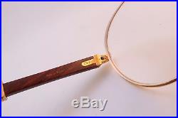 Vintage 24K gold filled eyeglasses frames Cartier Paris wooden arms ©1990 55-18