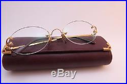 Vintage 24K gold filled eyeglasses frames withcase Cartier Paris rimless 20-135
