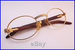 Vintage 24K gold filled & wood eyeglasses frames Cartier Paris 49-20 130B