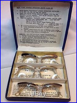 Vintage 3 Pair AMOR Cat Eyeglasses Frames Gold Filled Salesman Sample France
