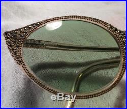 Vintage 40's / 50's Made In France Cat Eye Prescription Frames Marcasite Accent