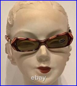 Vintage 40s 50s Faux Bamboo Sunglasses Cat Eye Pinup Eyeglasses Hawaiian Brown