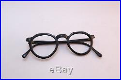 Vintage 40s French acetate black eyeglasses frames keyhole bridge France