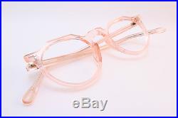 Vintage 40s eyeglasses frames crystal clear pink crown panto handmade France