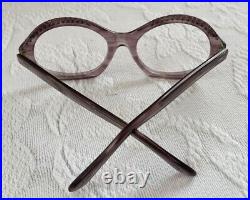 Vintage 50s 60s Purple Rhinestone Eyeglass Frames Martine Deluxe by Kono France