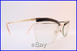 Vintage 50s AMOR gold filled eyeglasses frames black brow detail made in France