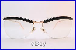 Vintage 50s AMOR gold filled eyeglasses frames black brow detail made in France