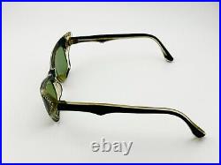 Vintage 50s Black French Cat Eye Eyeglasses Sunglasses France with Rhinestones