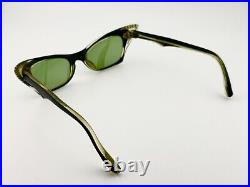 Vintage 50s Black French Cat Eye Eyeglasses Sunglasses France with Rhinestones