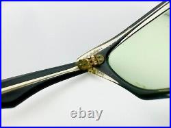 Vintage 50s Black French Cat Eye Eyeglasses Sunglasses France with Rhinestones