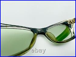 Vintage 50s Black French Cat Eye Eyeglasses Sunglasses France with Rhinestones