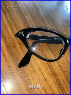 Vintage 50s Paris France Cat Eye Frame Only Black Eyeglasses RARE VTG