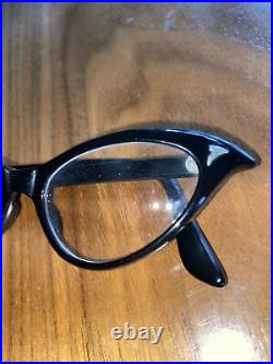 Vintage 50s Paris France Cat Eye Frame Only Black Eyeglasses RARE VTG