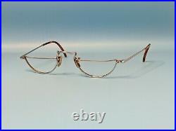 Vintage 50s White Gold Filled Half Eye Eyeglasses Frame Made In France #635