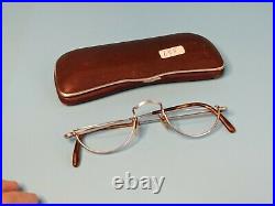 Vintage 50s White Gold Filled Half Eye Eyeglasses Frame Made In France #635