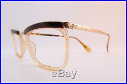 Vintage 50s eyeglasses frames gold filled brown brow BRIDGE made in France
