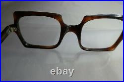 Vintage 60s Square Mod Oversized Tortoise Geometric Brown France Eyeglass Frame