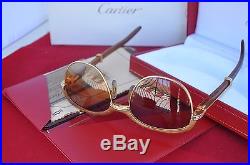 Vintage 90's CARTIER Sunglasses Malmaison wood bubinga eyeglasses Lunette Brille