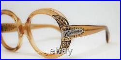 Vintage AG Hertha, Jackie O Style Eyeglass Sunglass Frames Tan with stones NOS