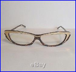 Vintage Alain Mikli Cat Eye Gold and Brown Frame Eyeglasses Hand Made in France