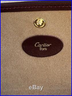 Vintage Authentic Cartier Eyeglasses Burgundy Leather Hard Case In The Box New