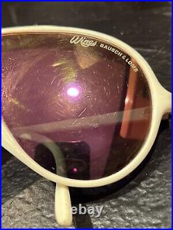 Vintage Bausch & Lomb Wings Sunglasses White Frame Mirrored Lenses