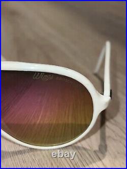 Vintage Bausch & Lomb Wings Sunglasses White Frame Mirrored Lenses