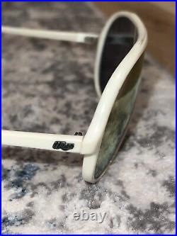 Vintage Bausch & Lomb Wings Sunglasses White Frame Mirrored Lenses