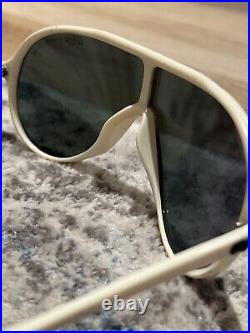 Vintage Bausch & Lomb Wings Sunglasses White Frame Mirrored Lenses