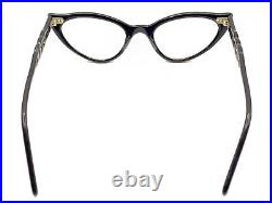 Vintage Black Cat Eye Eyeglasses Frames 44-20 5 1/2 France Women