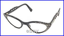 Vintage Black Cat Eye Eyeglasses Frames 44-20 5 1/2 France Women