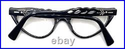 Vintage Black Cat Eye Eyeglasses Frames 44-20 5 1/2 France Women