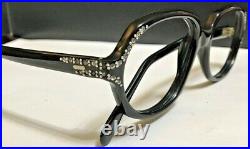 Vintage Black Oval woman's frame 48x20 temple 5.25 rhinestones eyeglasses