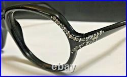 Vintage Black Oval woman's frame 48x20 temple 5.25 rhinestones eyeglasses