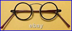 Vintage Black Round Frame Eyeglasses Metal detailed center metal nose pieces