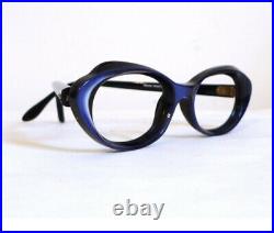 Vintage Blue Cat Eye Eyeglasses Frame France 46-18 50's 60's Rockabilly Unused