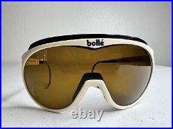 Vintage Bollé Sunglasses White Yvory Frame Yellow Lens 80s Ski Goggles